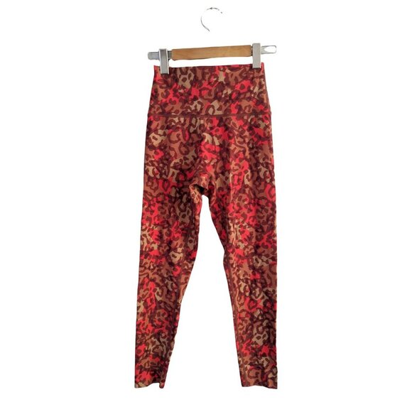Aerie Offline High Waisted Leopard Crop Leggings Animal Print Red Brown Gym - Picture 4 of 11